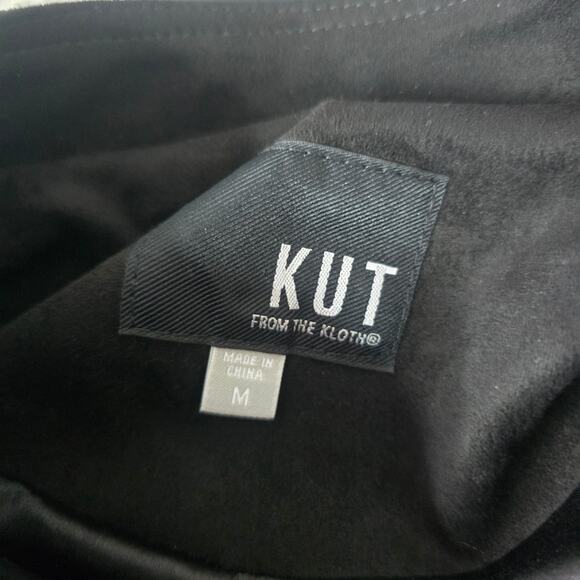 ⭐️Kut from the Kloth Black Olive Green Faux Suede Moto Jacket Sz M - Picture 4 of 7